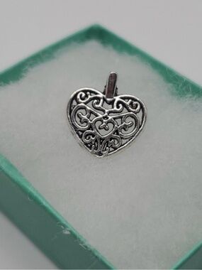 Sterling Silver Filigree Heart Pendant Charm